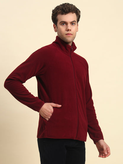 Sweatshirt for Men | Winter Wear Acrylic Fabric Zipper Closure Mock Neck Regular Fit Solid Pattern