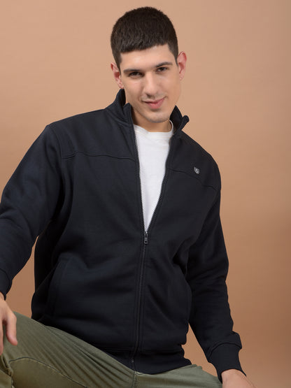 Men's Solid Navy Mock Collar Sweatshirt