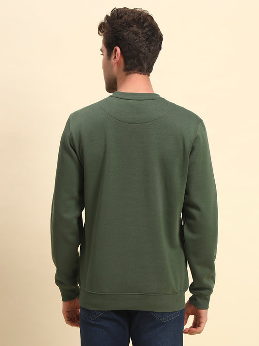 Sweatshirt for Men | Winter Wear Fleece Fabric Pull-On Closure Round Neck Regular Fit Printed Pattern