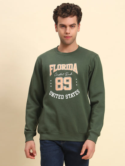 Sweatshirt for Men | Winter Wear Fleece Fabric Pull-On Closure Round Neck Regular Fit Printed Pattern