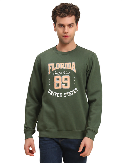 Sweatshirt for Men | Winter Wear Fleece Fabric Pull-On Closure Round Neck Regular Fit Printed Pattern