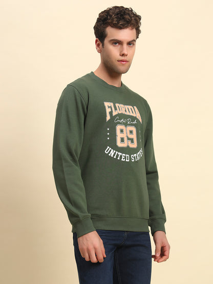 Sweatshirt for Men | Winter Wear Fleece Fabric Pull-On Closure Round Neck Regular Fit Printed Pattern