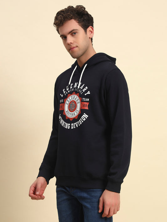 Sweatshirt for Men | Winter Wear Fleece Fabric Pull-On Closure Hooded Neck Regular Fit Printed Pattern