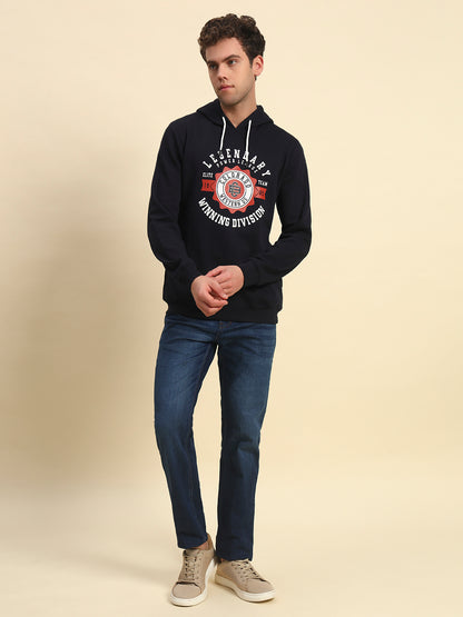 Sweatshirt for Men | Winter Wear Fleece Fabric Pull-On Closure Hooded Neck Regular Fit Printed Pattern