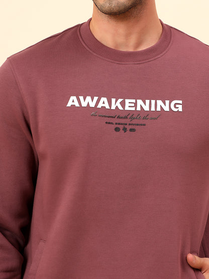 Sweatshirt for Men | Winter Wear Poly Cotton Fabric Pull-On Closure Round Neck Regular Fit Printed Pattern