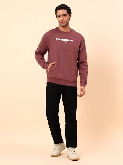Sweatshirt for Men | Winter Wear Poly Cotton Fabric Pull-On Closure Round Neck Regular Fit Printed Pattern