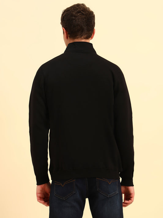 Sweatshirt for Men | Winter Wear Fleece Fabric Pull-On Closure Mock Neck Regular Fit Solid Pattern