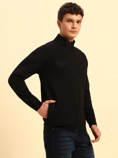Sweatshirt for Men | Winter Wear Fleece Fabric Pull-On Closure Mock Neck Regular Fit Solid Pattern