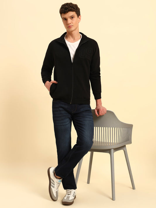 Sweatshirt for Men | Winter Wear Fleece Fabric Pull-On Closure Mock Neck Regular Fit Solid Pattern
