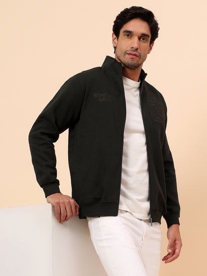 Sweatshirt for Men | Winter Wear Poly Cotton Fabric Zipper Closure Mock Neck Regular Fit Printed Pattern