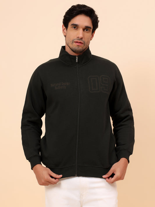 Sweatshirt for Men | Winter Wear Poly Cotton Fabric Zipper Closure Mock Neck Regular Fit Printed Pattern