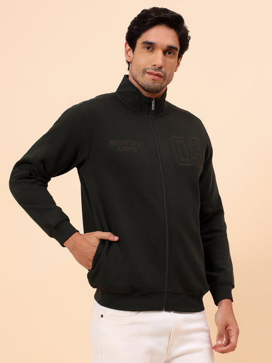 Sweatshirt for Men | Winter Wear Poly Cotton Fabric Zipper Closure Mock Neck Regular Fit Printed Pattern