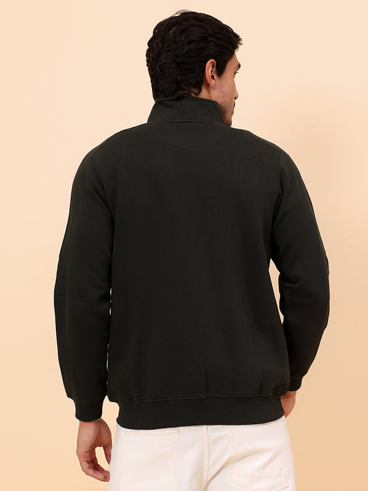 Sweatshirt for Men | Winter Wear Poly Cotton Fabric Zipper Closure Mock Neck Regular Fit Printed Pattern