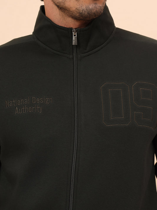 Sweatshirt for Men | Winter Wear Poly Cotton Fabric Zipper Closure Mock Neck Regular Fit Printed Pattern