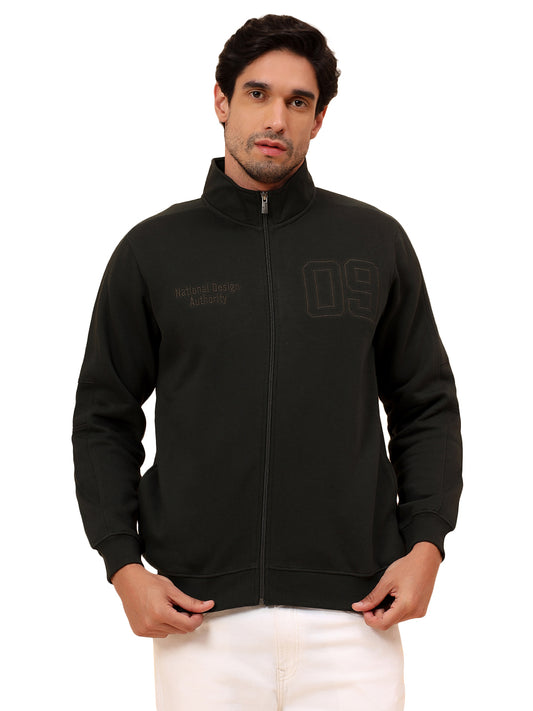 Sweatshirt for Men | Winter Wear Poly Cotton Fabric Zipper Closure Mock Neck Regular Fit Printed Pattern