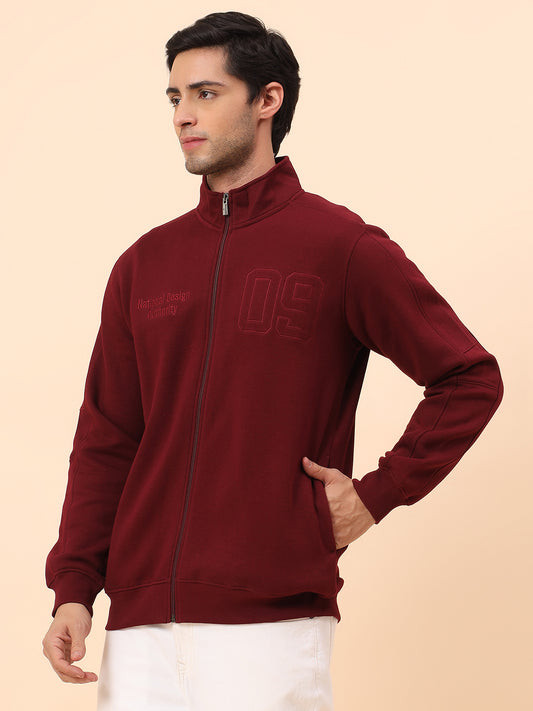 Sweatshirt for Men | Winter Wear Poly Cotton Fabric Zipper Closure Mock Neck Regular Fit Printed Pattern