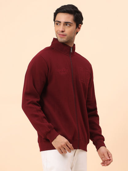 Sweatshirt for Men | Winter Wear Poly Cotton Fabric Zipper Closure Mock Neck Regular Fit Printed Pattern