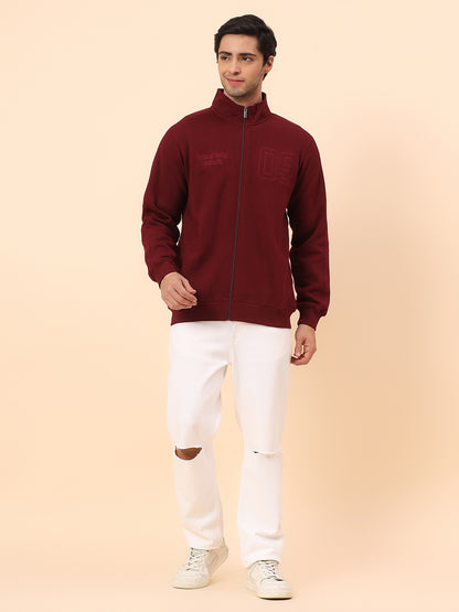 Sweatshirt for Men | Winter Wear Poly Cotton Fabric Zipper Closure Mock Neck Regular Fit Printed Pattern