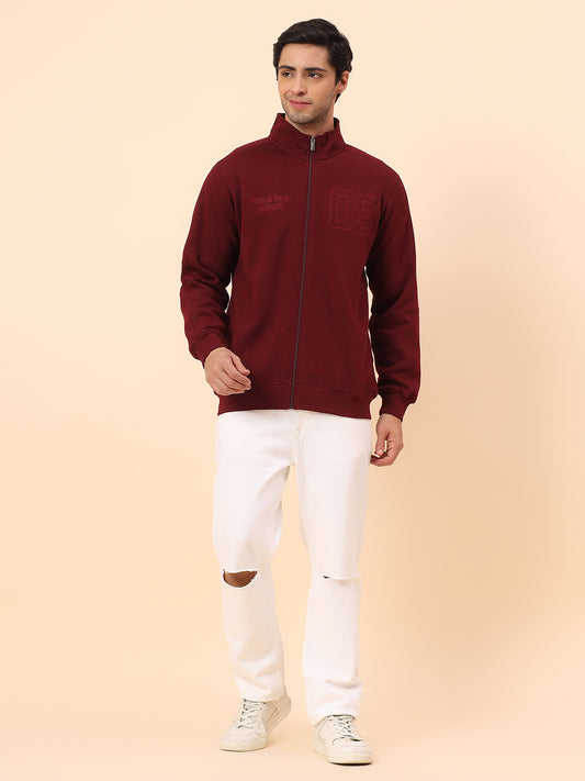 Sweatshirt for Men | Winter Wear Poly Cotton Fabric Zipper Closure Mock Neck Regular Fit Printed Pattern