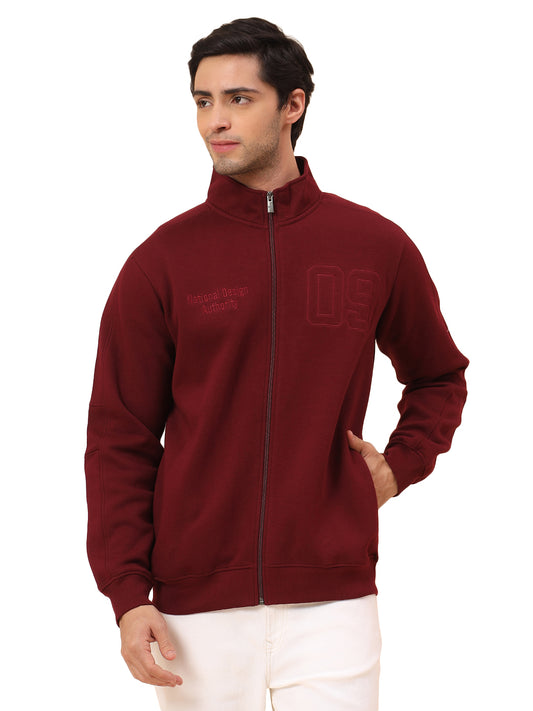 Sweatshirt for Men | Winter Wear Poly Cotton Fabric Zipper Closure Mock Neck Regular Fit Printed Pattern