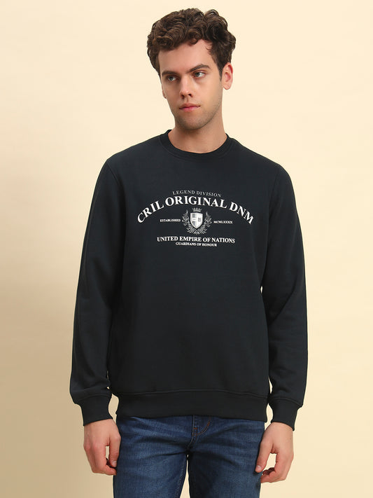 Sweatshirt for Men | Winter Wear Poly Cotton Fabric Pull-On Closure Round Neck Regular Fit Printed Pattern