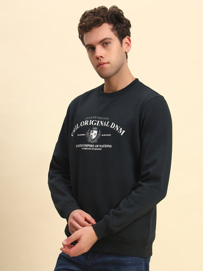 Sweatshirt for Men | Winter Wear Poly Cotton Fabric Pull-On Closure Round Neck Regular Fit Printed Pattern