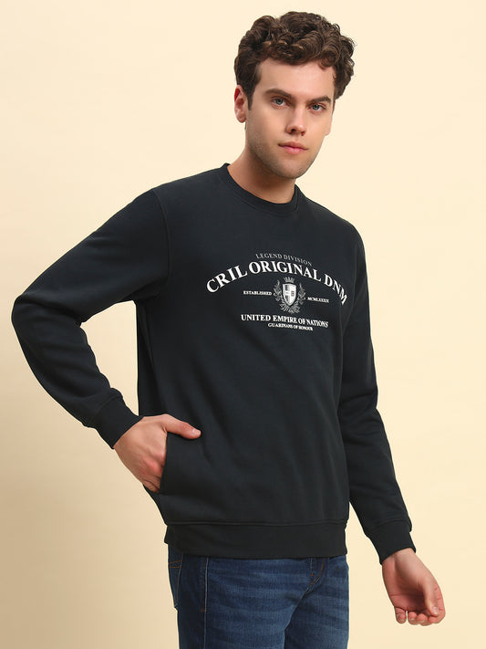 Sweatshirt for Men | Winter Wear Poly Cotton Fabric Pull-On Closure Round Neck Regular Fit Printed Pattern