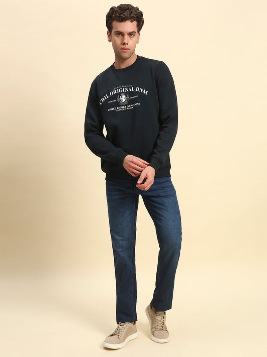 Sweatshirt for Men | Winter Wear Poly Cotton Fabric Pull-On Closure Round Neck Regular Fit Printed Pattern