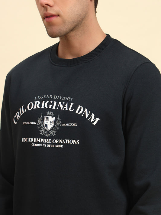 Sweatshirt for Men | Winter Wear Poly Cotton Fabric Pull-On Closure Round Neck Regular Fit Printed Pattern
