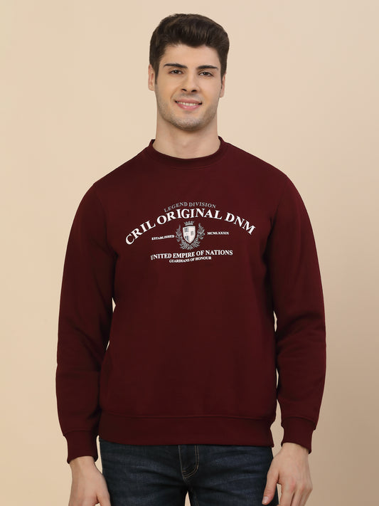 Sweatshirt for Men | Winter Wear Fleece Fabric Pulll-On Closure Round Neck Regular Fit Printed Pattern