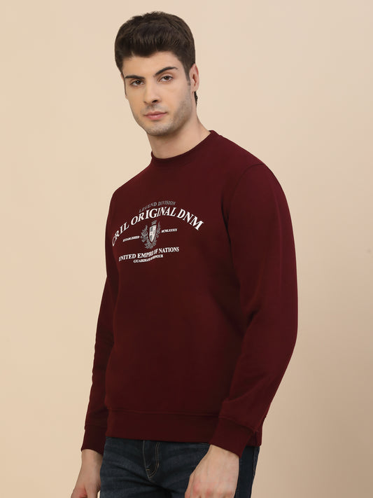 Sweatshirt for Men | Winter Wear Fleece Fabric Pulll-On Closure Round Neck Regular Fit Printed Pattern