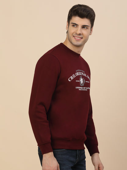 Sweatshirt for Men | Winter Wear Fleece Fabric Pulll-On Closure Round Neck Regular Fit Printed Pattern