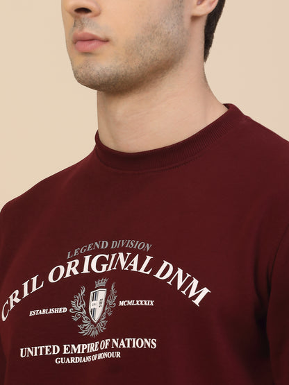 Sweatshirt for Men | Winter Wear Fleece Fabric Pulll-On Closure Round Neck Regular Fit Printed Pattern