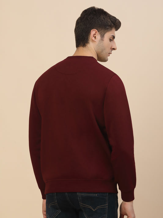 Sweatshirt for Men | Winter Wear Fleece Fabric Pulll-On Closure Round Neck Regular Fit Printed Pattern