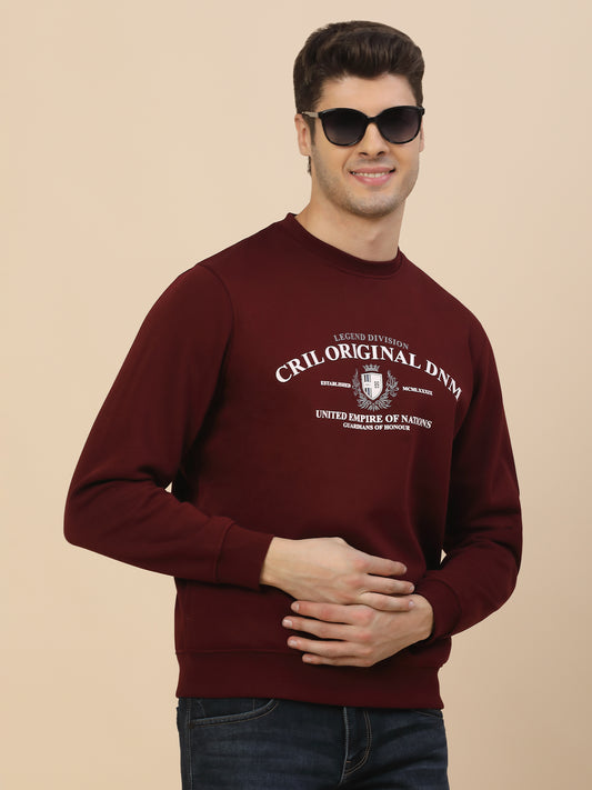 Sweatshirt for Men | Winter Wear Fleece Fabric Pulll-On Closure Round Neck Regular Fit Printed Pattern