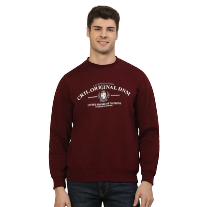 Sweatshirt for Men | Winter Wear Fleece Fabric Pulll-On Closure Round Neck Regular Fit Printed Pattern