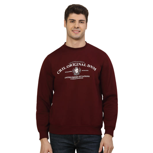Sweatshirt for Men | Winter Wear Fleece Fabric Pulll-On Closure Round Neck Regular Fit Printed Pattern