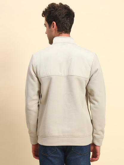 Sweatshirt for Men | Winter Wear Poly Cotton Fabric Zipper Closure Mock Neck Regular Fit Solid Pattern