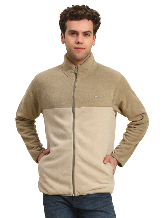 Sweatshirt for Men | Winter Wear Acrylic Fabric Zipper Closure Mock Neck Regular Fit Colour Block Pattern