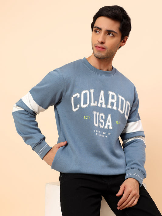 Sweatshirt for Men | Winter Wear Poly Cotton Fabric Pull-On Closure Round Neck Regular Fit Printed Pattern