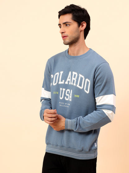 Sweatshirt for Men | Winter Wear Poly Cotton Fabric Pull-On Closure Round Neck Regular Fit Printed Pattern