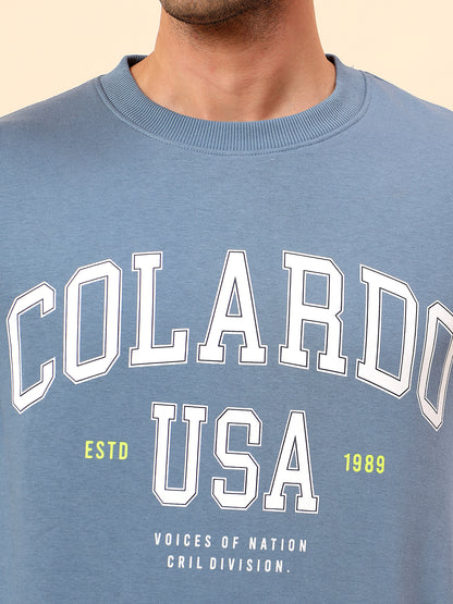 Sweatshirt for Men | Winter Wear Poly Cotton Fabric Pull-On Closure Round Neck Regular Fit Printed Pattern