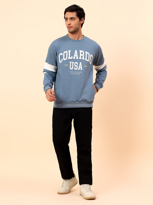 Sweatshirt for Men | Winter Wear Poly Cotton Fabric Pull-On Closure Round Neck Regular Fit Printed Pattern