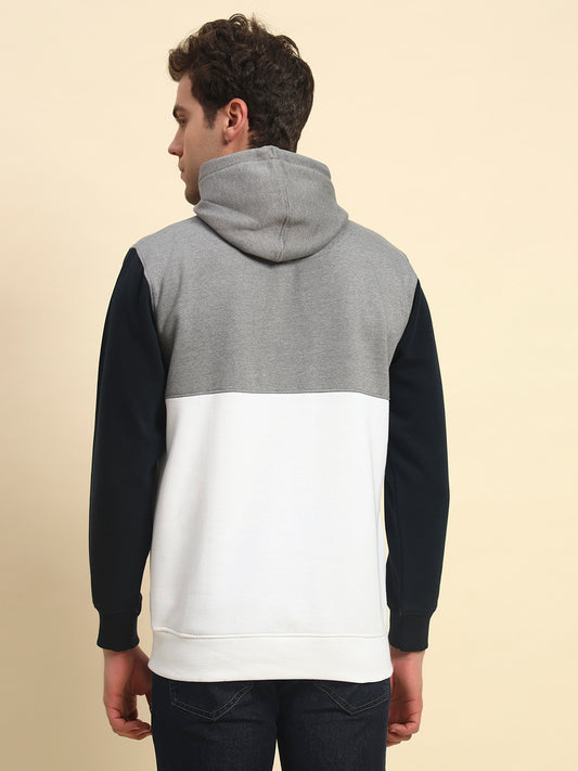 Sweatshirt for Men | Winter Wear Poly Cotton Fabric Pull-On Closure Hooded Neck Regular Fit Colour Block Pattern