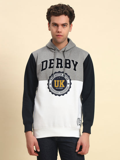 Sweatshirt for Men | Winter Wear Poly Cotton Fabric Pull-On Closure Hooded Neck Regular Fit Colour Block Pattern