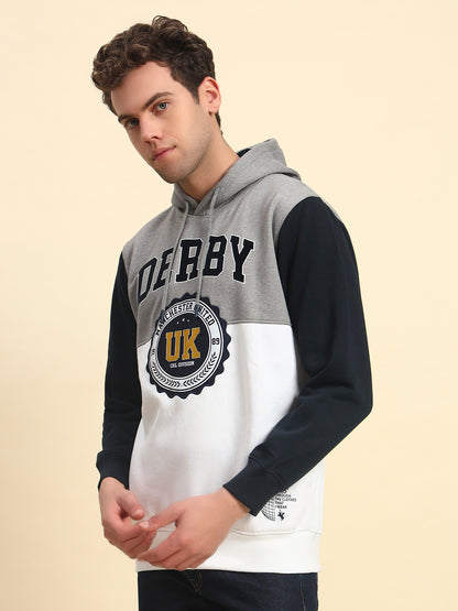 Sweatshirt for Men | Winter Wear Poly Cotton Fabric Pull-On Closure Hooded Neck Regular Fit Colour Block Pattern