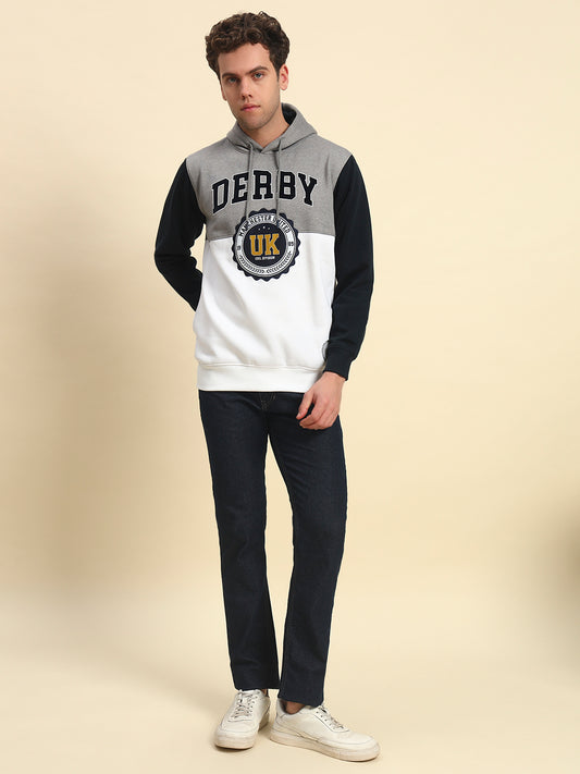 Sweatshirt for Men | Winter Wear Poly Cotton Fabric Pull-On Closure Hooded Neck Regular Fit Colour Block Pattern