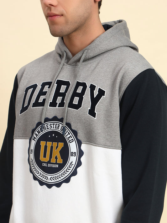 Sweatshirt for Men | Winter Wear Poly Cotton Fabric Pull-On Closure Hooded Neck Regular Fit Colour Block Pattern