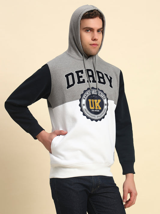 Sweatshirt for Men | Winter Wear Poly Cotton Fabric Pull-On Closure Hooded Neck Regular Fit Colour Block Pattern