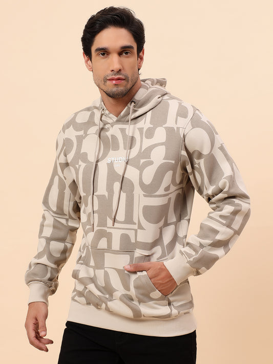 Sweatshirt for Men | Winter Wear Poly Cotton Fabric Pull-On Closure Hooded Neck Regular Fit Printed Pattern